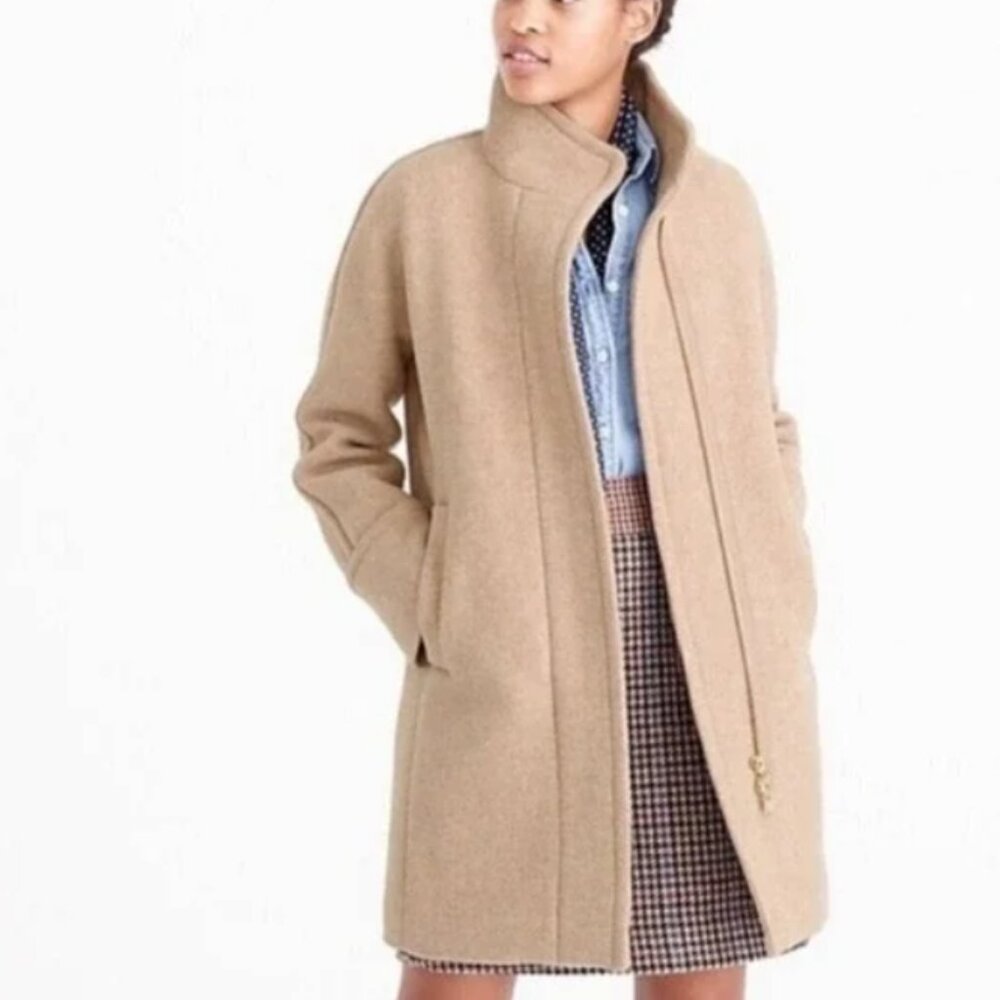 J.Crew Coat Stadium Cloth Nello Gori Beige Wool Cocoon Coat